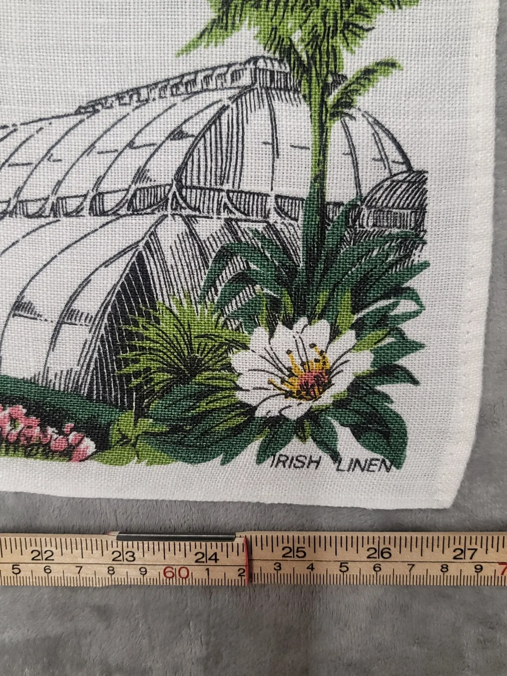 Vintage Royal Botanic Gardens Kew Map Tea Towel Irish Linen Pictorial Souvenir